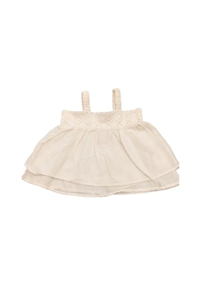 Çikoby Kız Bebek Askılı Dantelli Şortlu Takım-13871 Bej