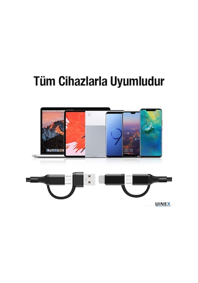 Winex 4in1 Typec-usb-lightning-type-c Çıkışlı Hızlı Şarj Kablosu