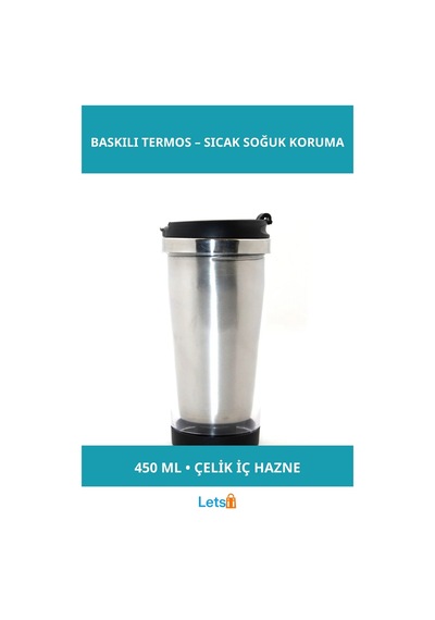 Şık Tasarımlı Resim Baskılı Paslanmaz Çelik Termos 450 Ml Çok Renkli