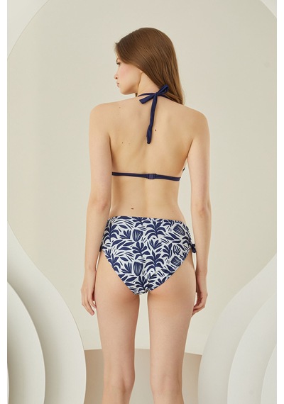 Loya Kadın Lacivert Yaprak Desen Yandan İpli Tek Alt Bikini Lacivert