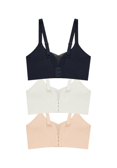 Cottonill Seamless Bra - Nuvia Lazer Kesim Klipsli Önden Açılabilir Dikişsiz Emzirme Sütyeni 3'lü Paket Çok Renkli