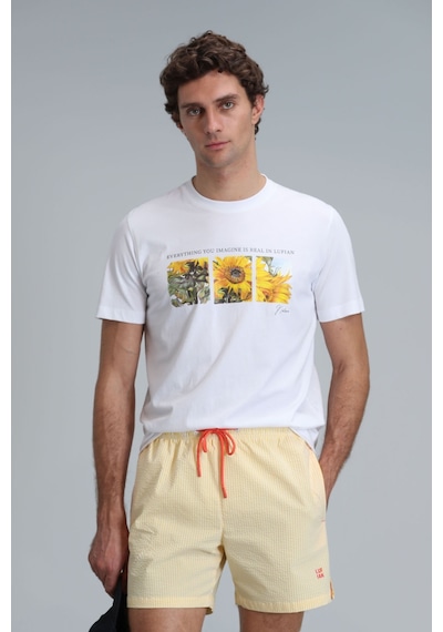 Lufian Erkek June Modern Grafik T-shirt 111020192 Beyaz