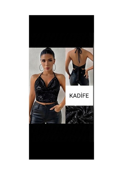 Nisa Sırtı Bağlamalı Pul Detaylı Büstiyer Siyah Kadife Siyah Kadife