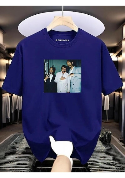 Müslüm Baskılı Oversize T-shirt Saks Mavisi