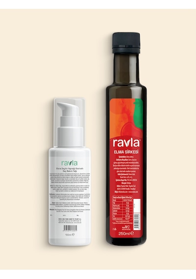 2'li Ürün - Ravla Elora Zeytin Yaprağı Ekstratlı Saç Bakım Yağı 100ml / Ravla Elma Sirkesi 250ml