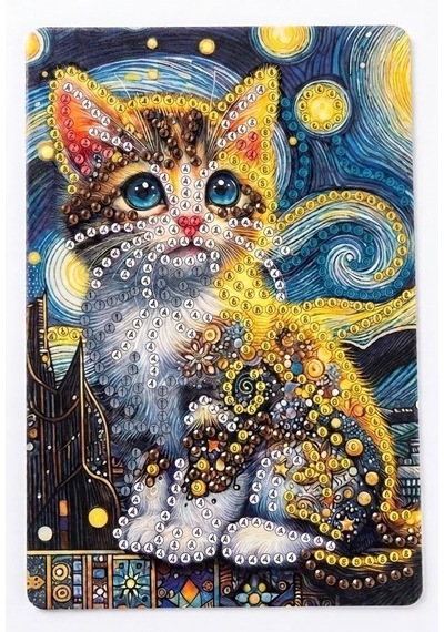 5d Elmas Taş İşleme Kiti Tablo 10x15 Cm Kedi Desenli Diamond Painting