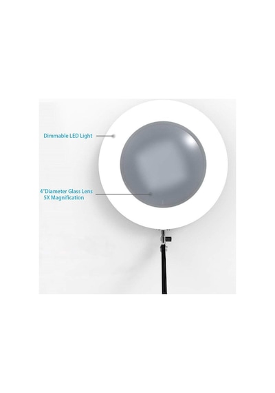 Masa Üstü Büyüteç Ayarlanabilir Işıklı Tamir Hobi Güzellik Merkezi 160mm 5x Siyah - Al2451