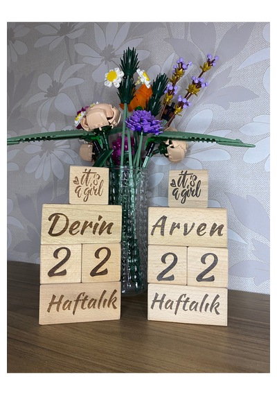 İkiz Bebekler İçin Anne Bebek Anı Küpü 10'lu Set İsme Özel Lazer Yazım