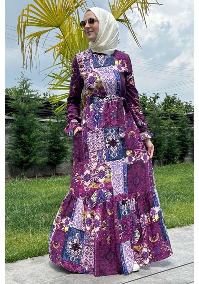 Rabia Şamlı Nehir Elbise Leylak Normal
