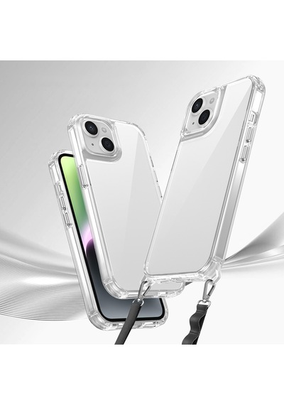 Zore İphone 14 Kılıf Airbagli Takılabilir Askı Aparatlı Ogaa Snap Silikon Kapak - Şeffaf