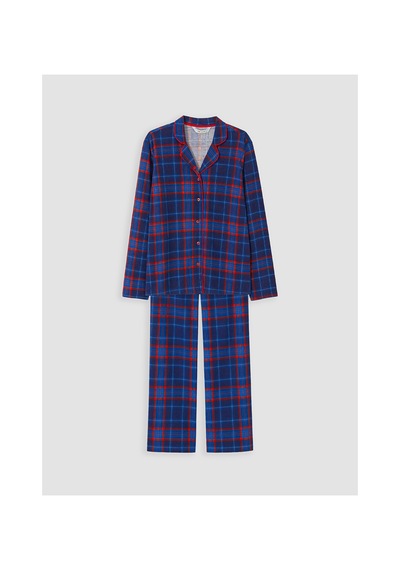 Lcw Young Lacivert Gömlek Yaka Ekose Kadın Pijama Takımı