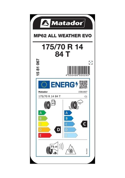 Matador 175/70R14 84T MP62 All Weather Evo Dört Mevsim Lastiği 2024