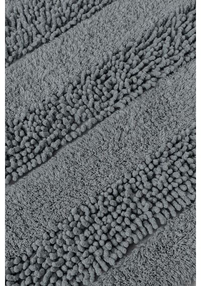 Macaroni 2'li Pamuk Banyo Paspas Seti Yumuşak Dokulu Gri Yıkanabilir 60x100 + 60x50cm, Mx001g