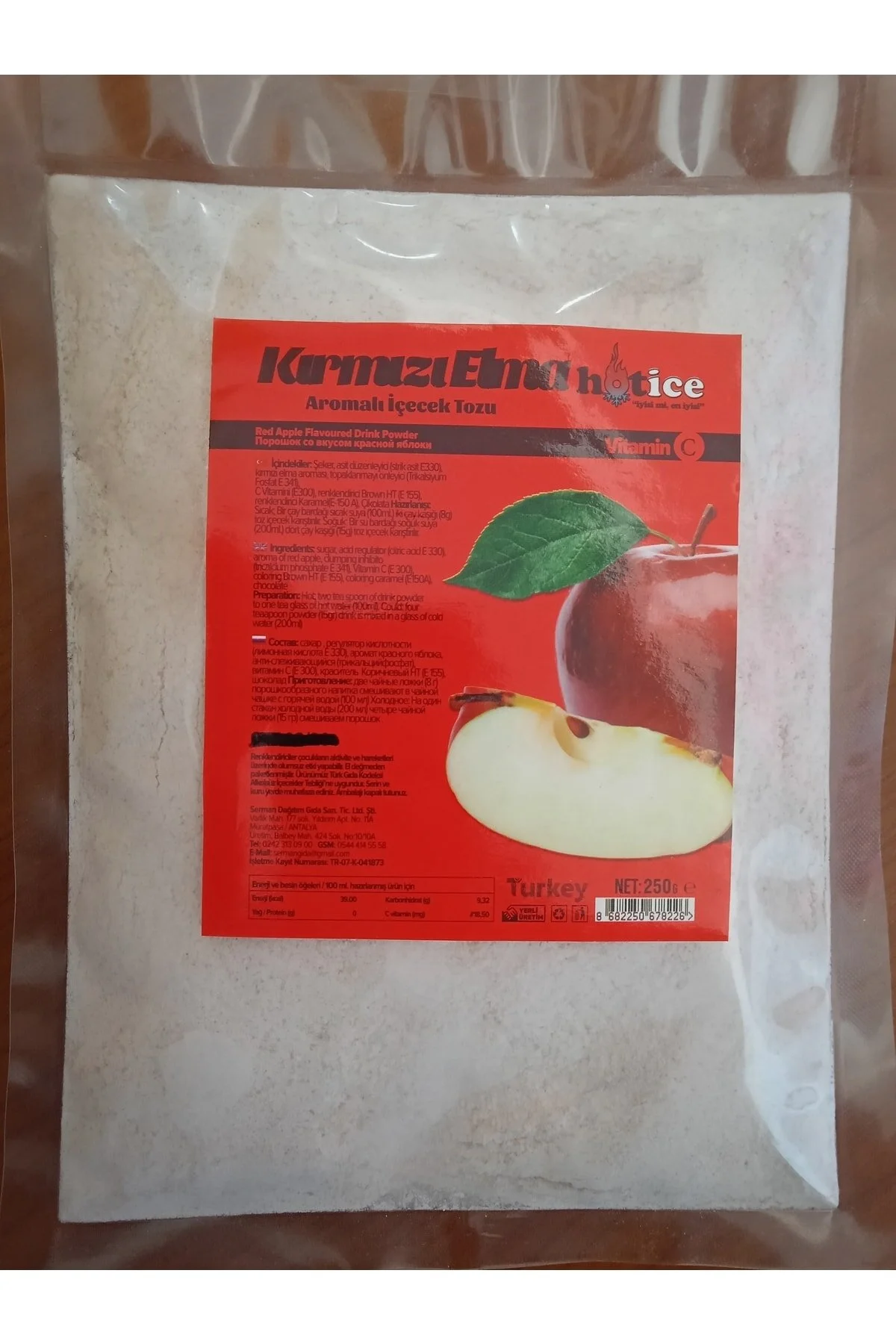 Kırmızı Elma Aromalı İçecek Tozu 250gr 250 G