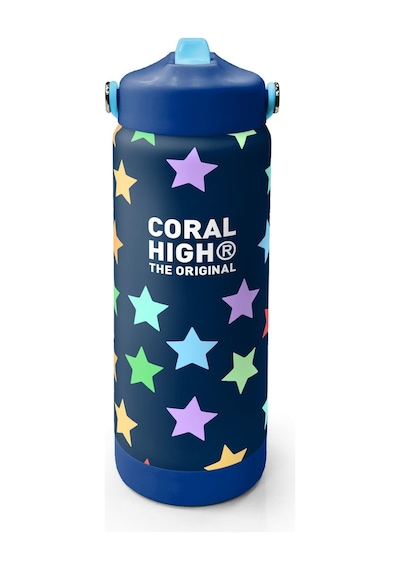 Coral High 650 Ml Kız Çocuk Lacivert Yıldız Desenli Çelik Suluk/matara Pipetli 38309 Lacivert - Mavi