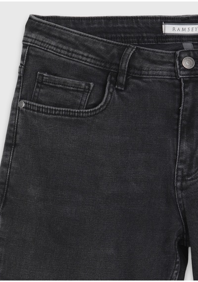 Ramsey Siyah Regular Fit Denim Pamuk Karışımlı Pantolon