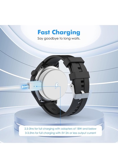 Caseonn Honor Magic Watch 2 42mm Manyetik Usb Hızlı Şarj Kablosu Beyaz