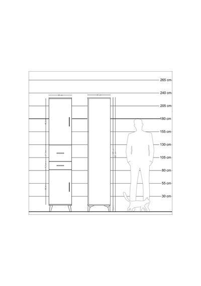 Hyperion Dolap 4 Raflı 2 Çekmeceli 2 Kapaklı 44x44x221 Çam-ay... Çam