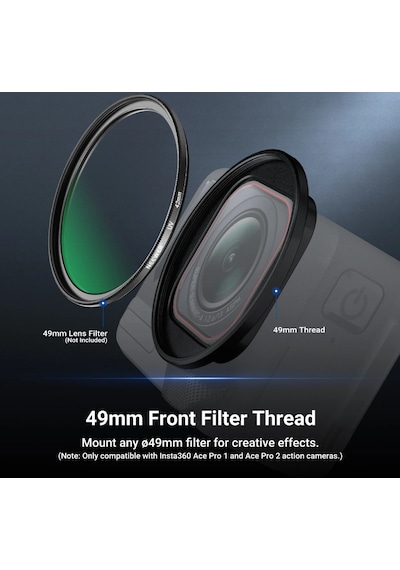 Neewer Insta360 Ace Pro 1/2 Uyumlu 49mm Filtre Adaptör Ve Lens Kapağı
