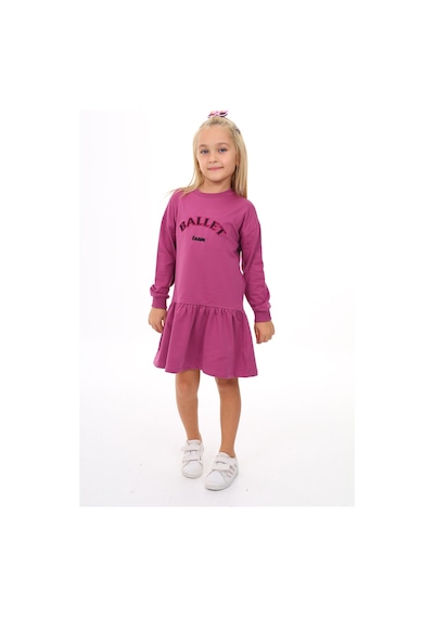 Toontoy Kız Çocuk Nakışlı Elbise Mor