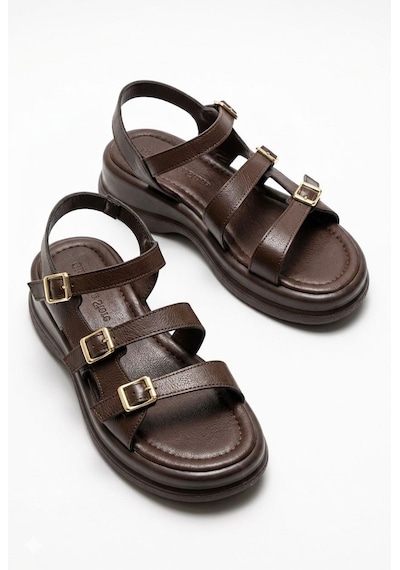 Giamgia Store Kadın Kahverengi Kalın Taban 3 Bantlı Tokalı Rahat Günlük Sandalet-2348 Giamgia Store Kadın Kahverengi Kalın Taban 3 Bantlı Tokalı Rahat Günlük Sandalet-2348