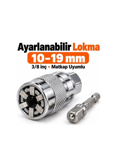 10 19 Mm Ayarlanabilir Lokma Ve Matkap Adaptörü Seti 3/8 İnç Ba