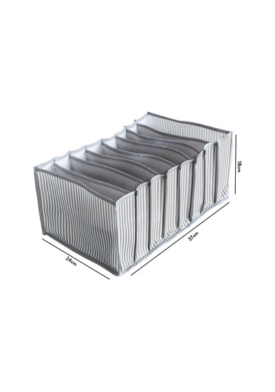 Serstil 8 Gözlü Çekmece İçi Antrasit Çizgili Düzenleyici Organizer - Large 24 X 37 X 18 Gri