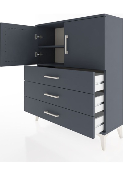 Arges Şifonyer 2 Raflı 3 Çekmeceli 2 Kapaklı 88x30x106 Antras... Antrasit