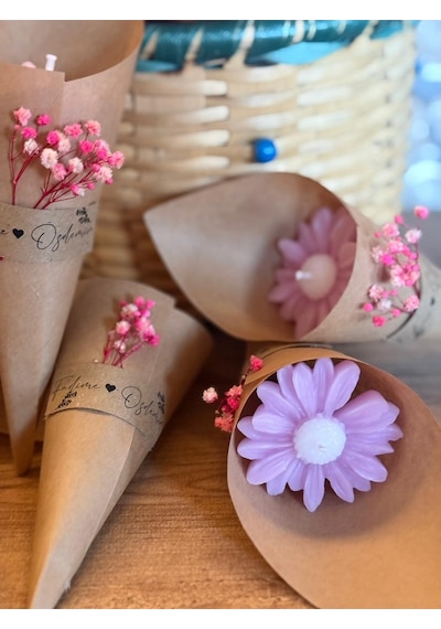 Bernami Mumluk Şamdanpinterest Kişiye Özel Düğün Nişan Söz Hediyelik Papatya Kokulu Buket Mum Pembe - 10 Adet Diğer