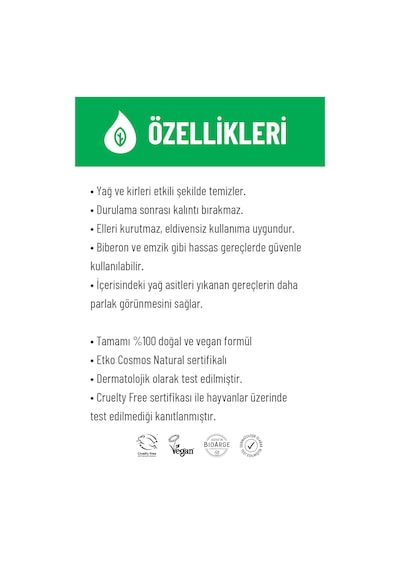 Siveno %100 Doğal Emzik ve Biberon Temizleyicisi Bitkisel Elde Bulaşık Sabunu Nemlendirici Vegan 500 ml