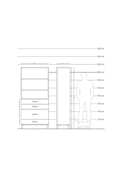 Hyperion Dolap 3 Raflı 4 Çekmeceli 88x44x195 Çam-çam Atlas Çam