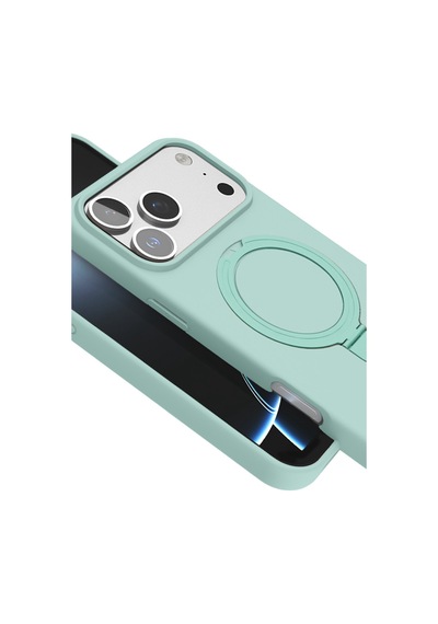 Apple iPhone Uyumlu   17 Pro Max Regal Magsafe Standlı Kapak - Su Yeşili Yeşil