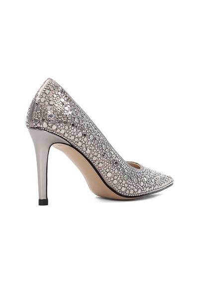 Kadın Platin Parlak İnce Topuklu Stiletto