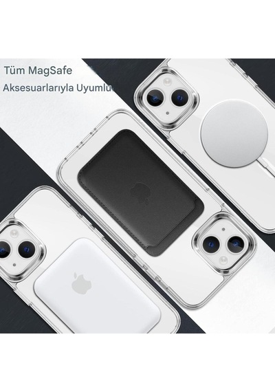 Apple Uyumlu iPhone 13 Şeffaf Magsafe Kılıf Safe Şeffaf
