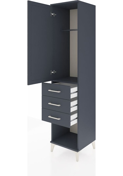 Hyperion Dolap Tek Raflı 3 Çekmeceli Tek Askılı 44x44x195 Ant... Antrasit