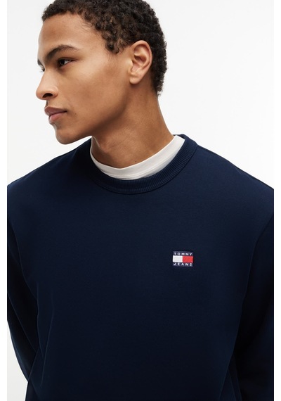 Tommy Hilfiger Tjm Reg Badge Crew Htr Erkek Mavi Sweatshirt - Dm0dm21921
