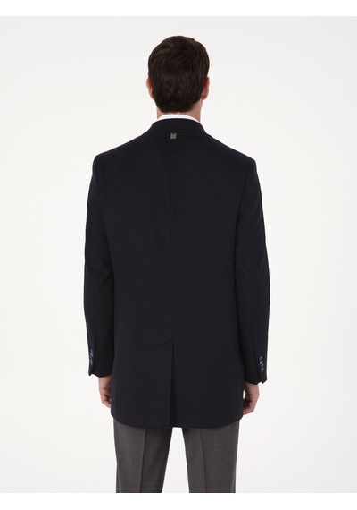 Cacharel Lacivert Ex Slim Fit Yün Karışımlı Palto