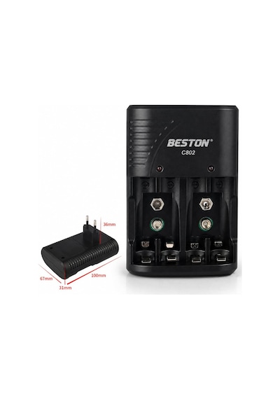 Aa Aaa 9v Pil Şarj Cihazı Ni-mh Ni-cd Uyumlu Akıllı Şarj Özellikli Led Göstergeli Aşırı Charge Korumalı 2 Li 4 Lü Pil Charge Adaptörü Beston C802