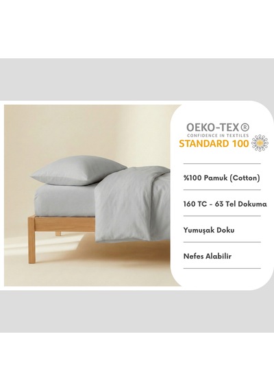 Prime Sleeks %100 Pamuk Yastık Kılıfı 2 Adet - Gri - 50x70cm Gri