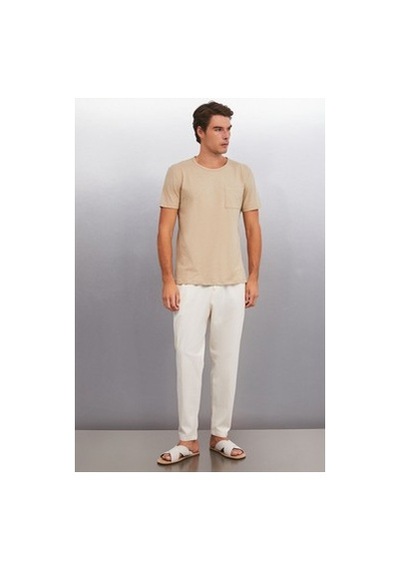 5in1Canpolat Bej Renk Erkek Oversize T-shirt Modası 750