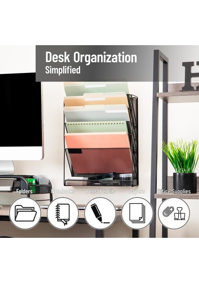Floor Oder Mounted Magazine Rack, Black Metal Mesh