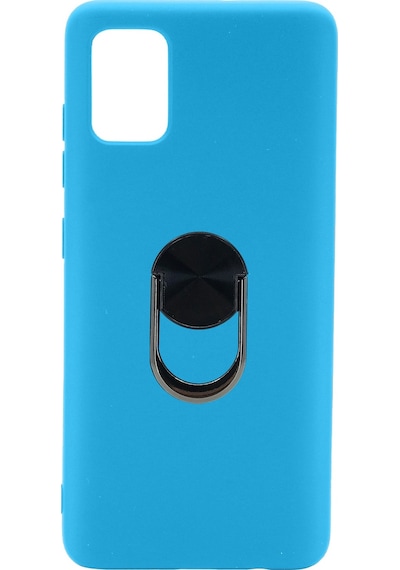 Nettech Samsung Galaxy A41 Uyumlu Leather Ring Nano Arka Koruma Kılıf - Lacivert Lacivert