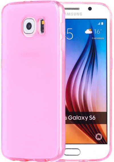 Samsung Galaxy Uyumlu S6 (G920) Kilif Soft Silikon Seffaf-Pembe Arka Kap 202977905