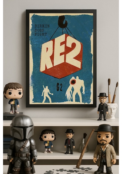 Resident Evil Siyah Ahşap Çerçeveli Poster, Dekoratif Oyun Duvar Tablosu