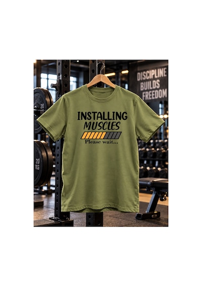 Segungear Installingmuscles Erkek Regular Fit Baskılı Spor Tişört Haki - 933732608 Haki