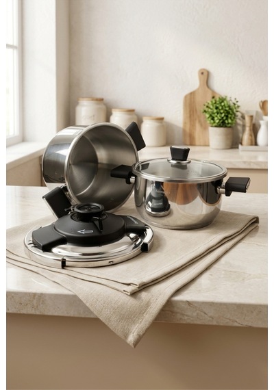 Bernardo Smart Cook 2'li 4-6l İndüksiyon Tabanlı Düdüklü Tencere Seti Siyah Inox