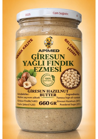 Giresun Yağlı Fındık Ezmesi 660 Gr %80 Giresun Fındığı, Doğal Katkısız Fındık