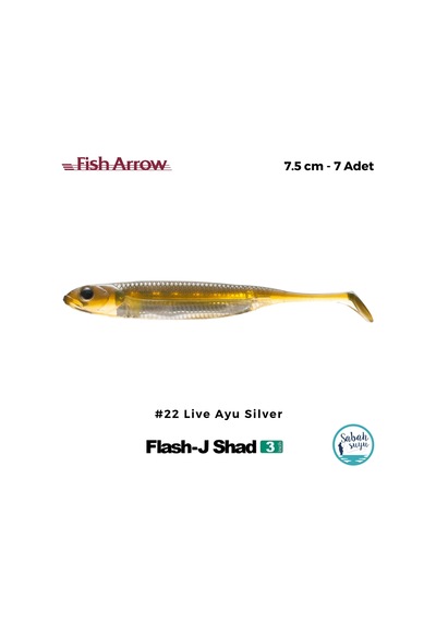 Fish Arrow Flash J Shad 7.5cm 3'' 22 Live Ayu Silver Silikon Balık 7 Adet