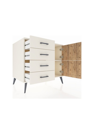 Kronos Şifonyer Tek Raflı 4 Çekmeceli 2 Kapaklı 88x59x80 Aytaşı-çam/aytaşı Çam/aytaşı