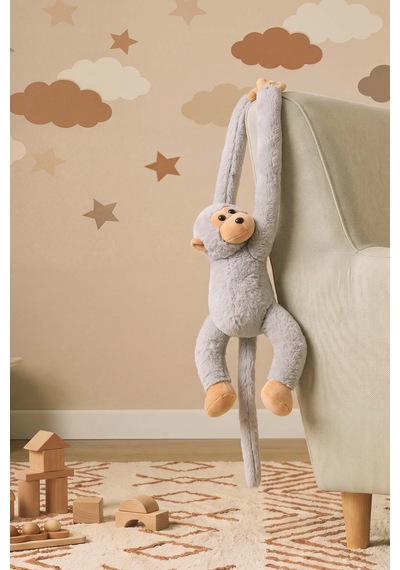 Gri Elleri Yapışabilen Maymun Peluş Oyuncak